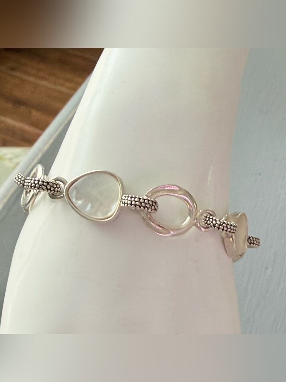 Michael Dawkins 925 Sterling Silver Mother of Pearl Chainlink Bracelet